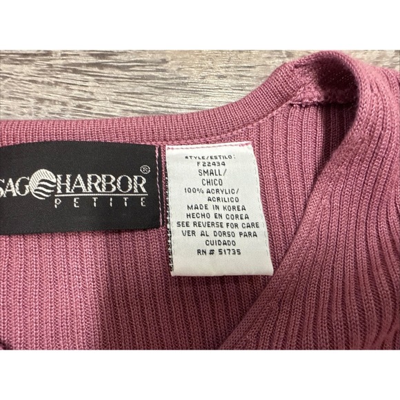 Vtg Sag Harbor Sweater Set Petite Mauve Twinset Cardigan Turtleneck 90s Y2K - Picture 7 of 15